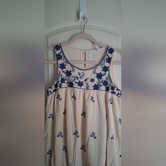 Free people blu pepper tan minidress embroidered detailing size medium boho - Picture 6 of 6